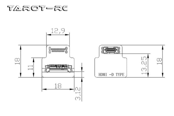 Tarot -Micro HDMI Elbow Head HDMI-D Adapter- TL10A11-05
