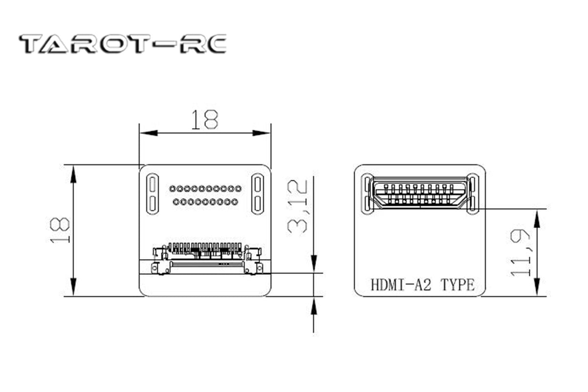 Tarot -HDMI Elbow Head HDMI-A2 Adapter- TL10A11-08