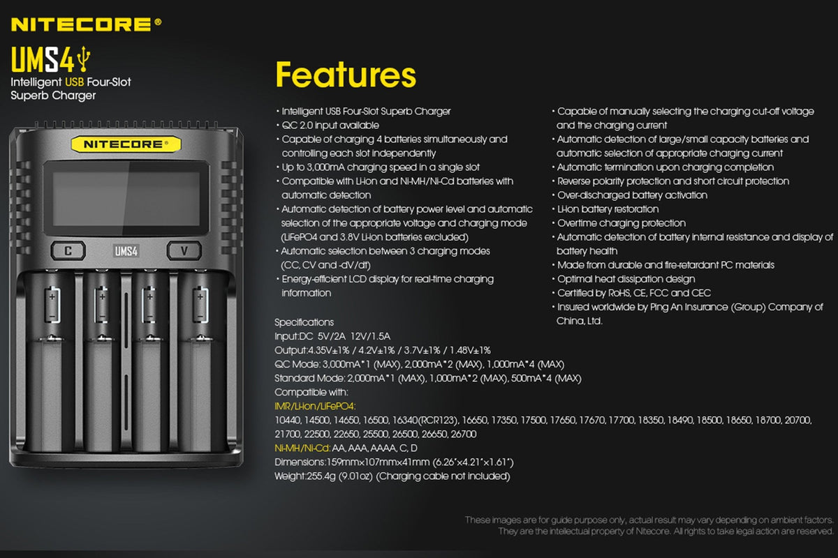 Nitecore UMS4 USB Battery Charger