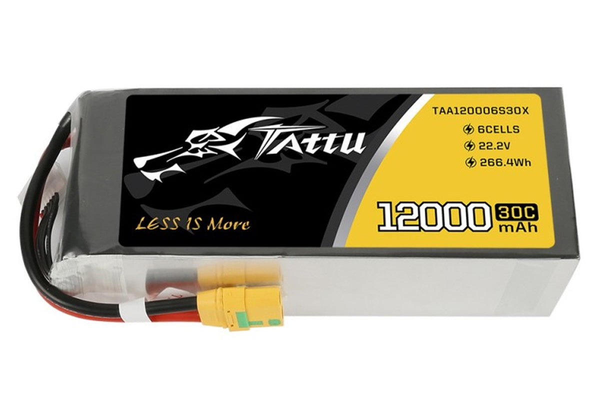Gens Ace- Tattu - 12000mAh 22.2v 30C 6S1P UAV Lipo - XT90