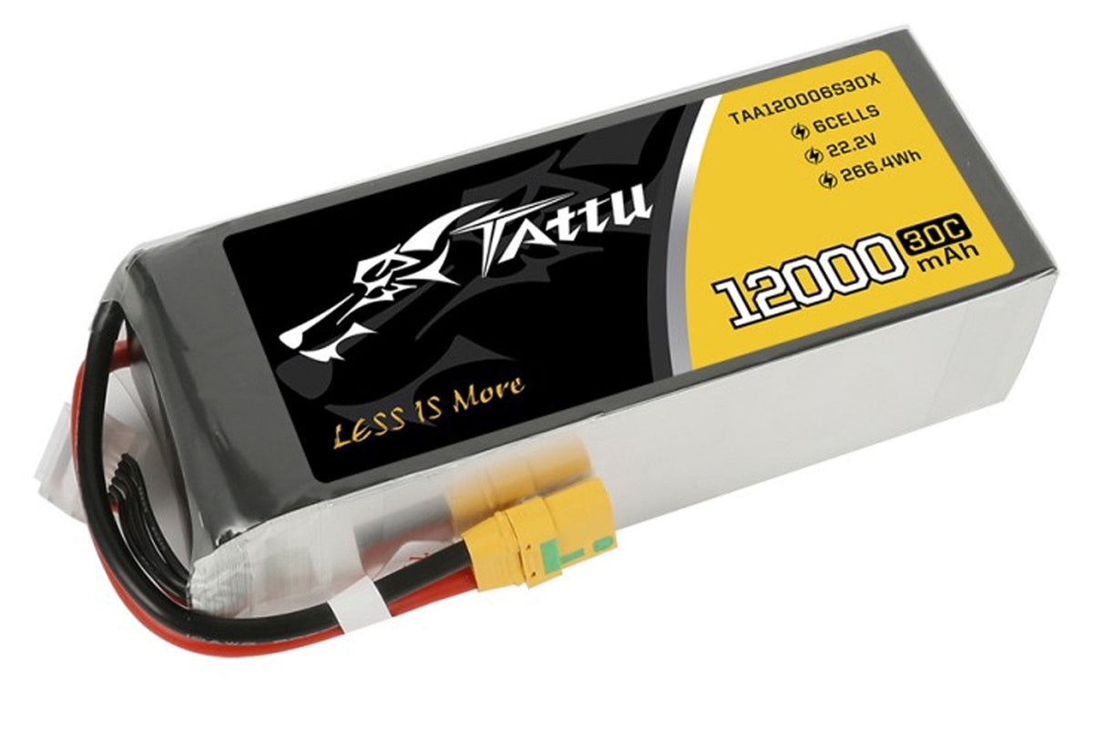 Gens Ace- Tattu - 12000mAh 22.2v 30C 6S1P UAV Lipo - XT90