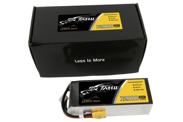 Gens Ace- Tattu - 12000mAh 22.2v 30C 6S1P UAV Lipo - XT90