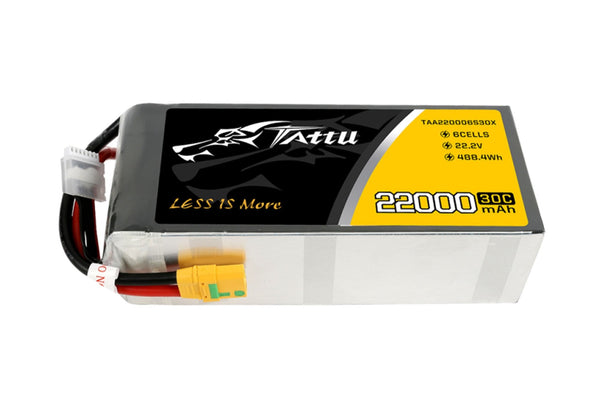 Gens Ace- Tattu 30C- 22000mAh 6S1P 22.2V Lipo with XT90-S