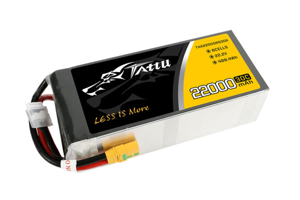 Gens Ace- Tattu 30C- 22000mAh 6S1P 22.2V Lipo with XT90-S
