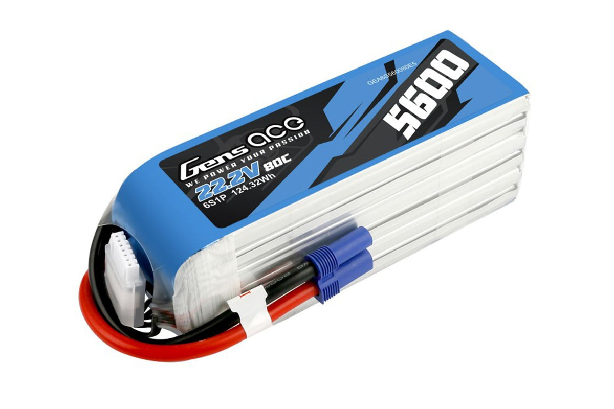 Gens Ace- 5600mAh 80C 6S1P 22.2V Lipo with EC5