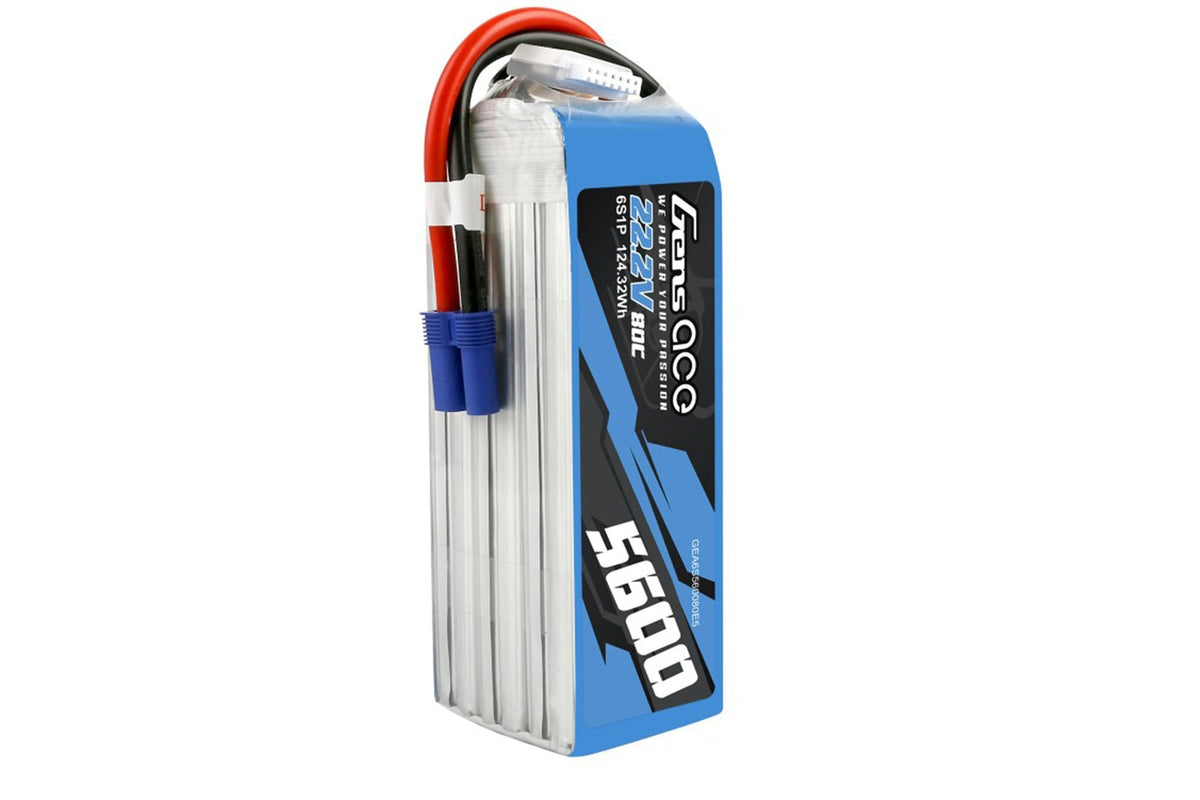 Gens Ace- 5600mAh 80C 6S1P 22.2V Lipo with EC5