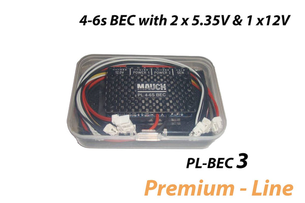 Mauch 017 – PL-4-6s BEC 2 x 5.35V 1 x 12.0V with CFK enclosure