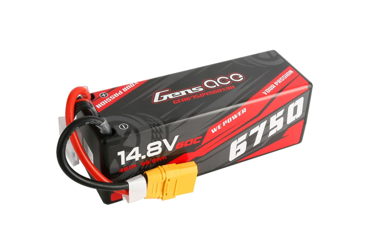 Gens Ace- Hard Case, 6750mAh 60C 4S1P 14.8V Lipo with XT90