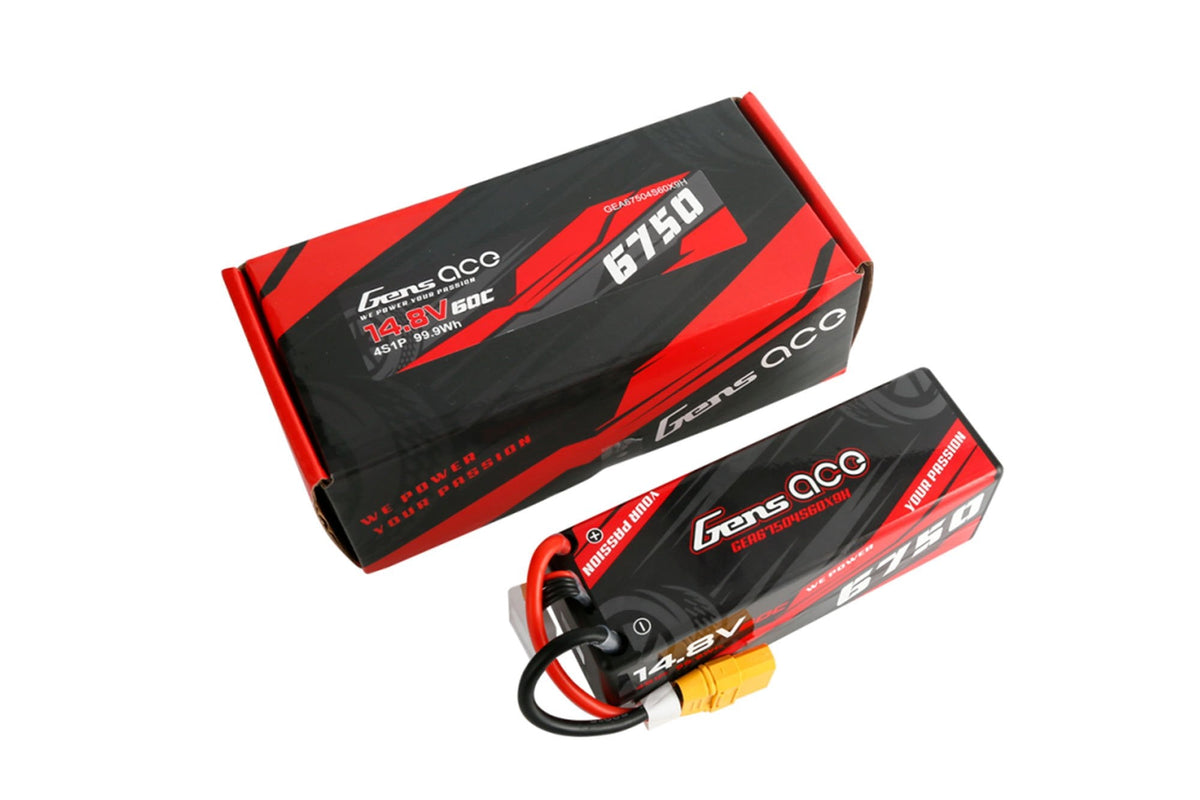 Gens Ace- Hard Case, 6750mAh 60C 4S1P 14.8V Lipo with XT90