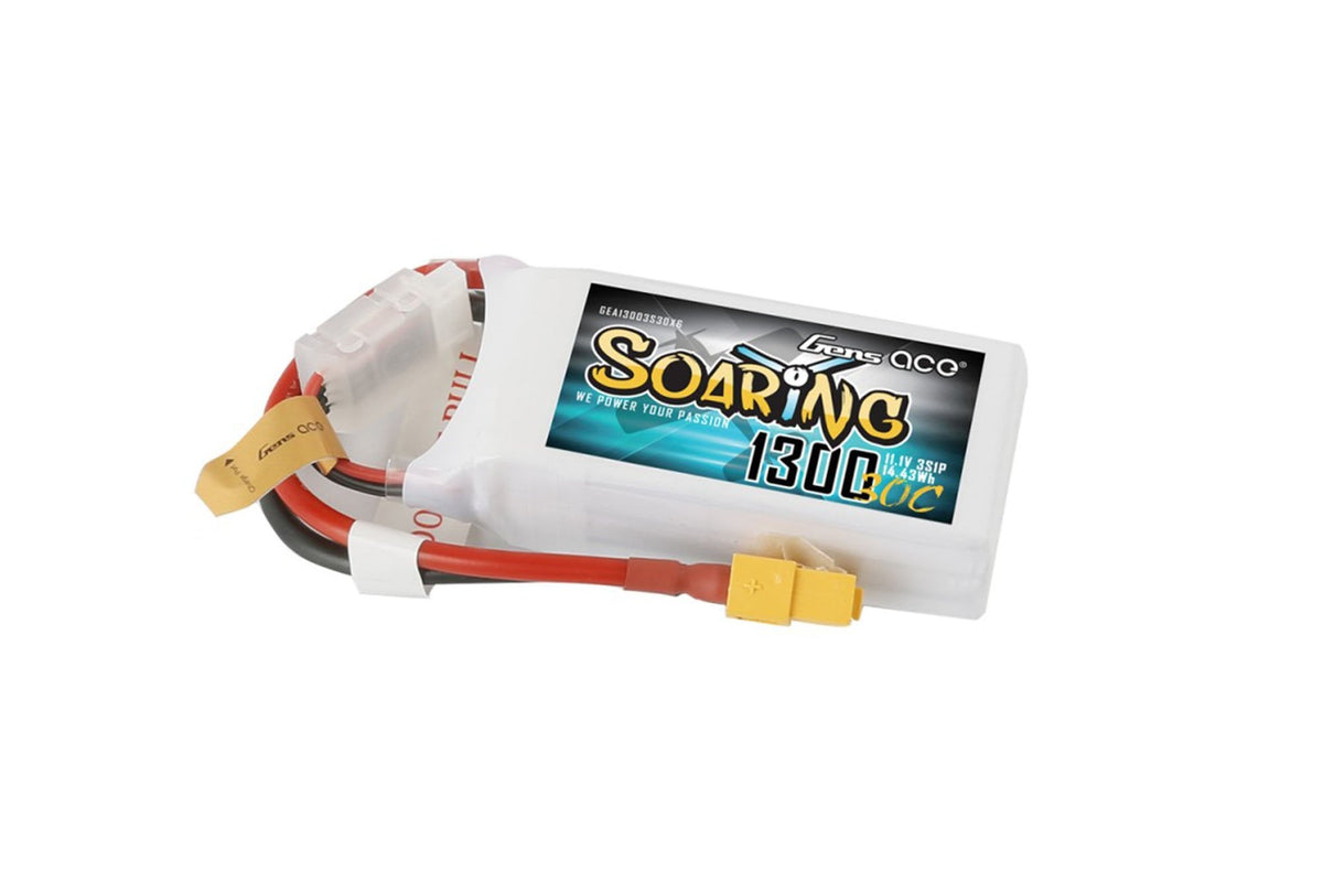 Gens Ace Soaring- 1300mAh 30C 3S1P 11.1V Lipo with XT60