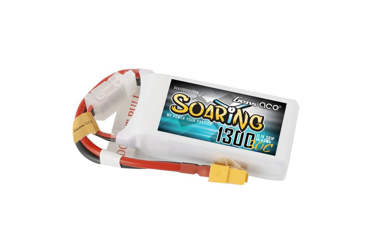 Gens Ace Soaring- 1300mAh 30C 3S1P 11.1V Lipo with XT60