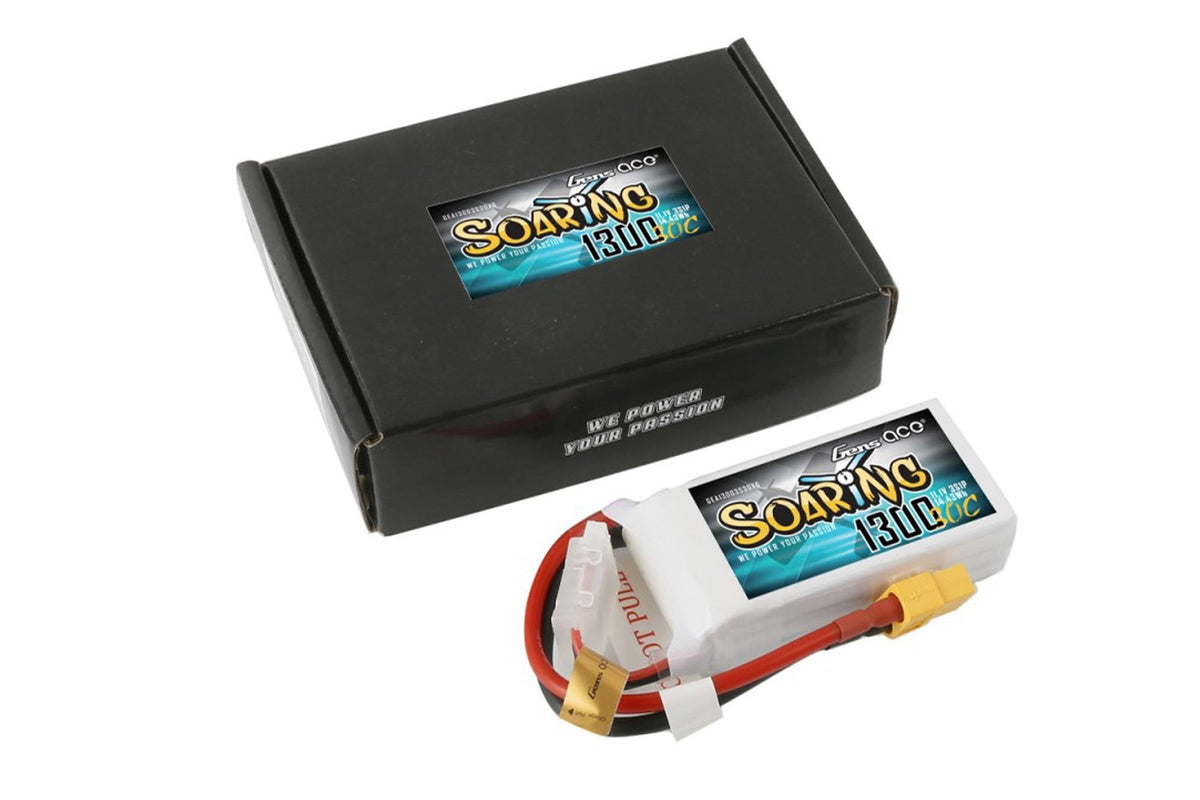 Gens Ace Soaring- 1300mAh 30C 3S1P 11.1V Lipo with XT60