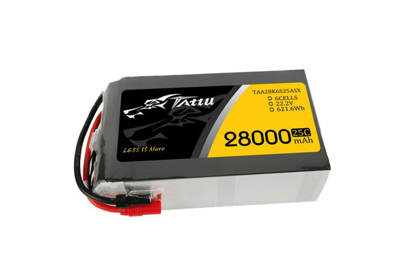 Gens Ace- Tattu, 28000mAh 25C 6S1P 22.2V Lipo with AS150/XT150