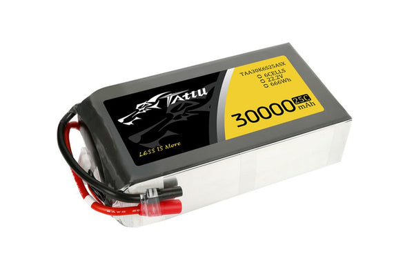 Gens Ace- Tattu 30000mAh 25C 6S1P 22.2V Lipo with AS150/XT150