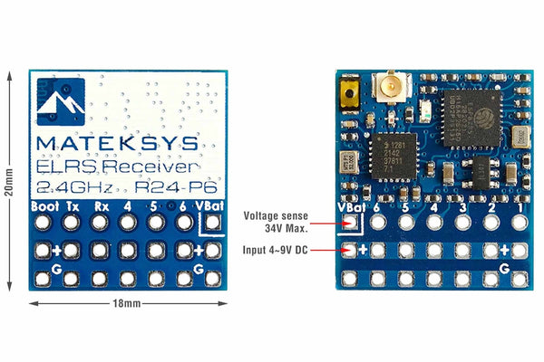 Matek Systems -ELRS-R24-P6 2.4GHz PWM Receiver