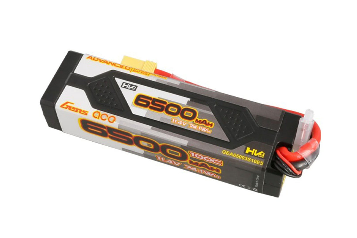 Gens Ace- Advanced, 6500mAh 100C 3S1P 11.4V Hard Case Lipo with EC5