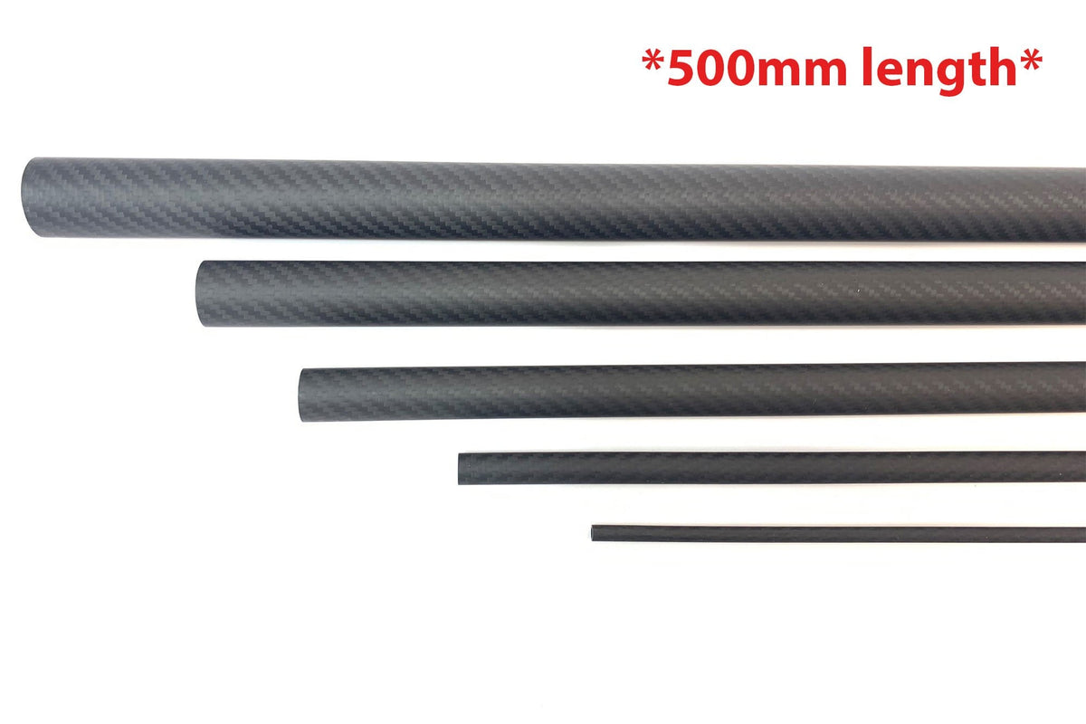 3DXR- Roll wrapped carbon fibre tubes-Matte - 500mm