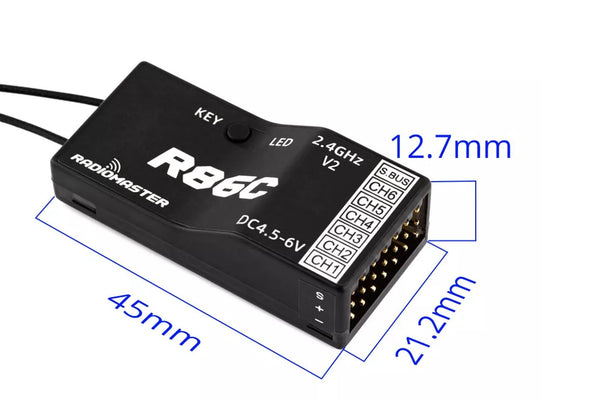 RadioMaster - R86C V2 6ch Frsky D8/D16 Compatible PWM/Sbus Receiver