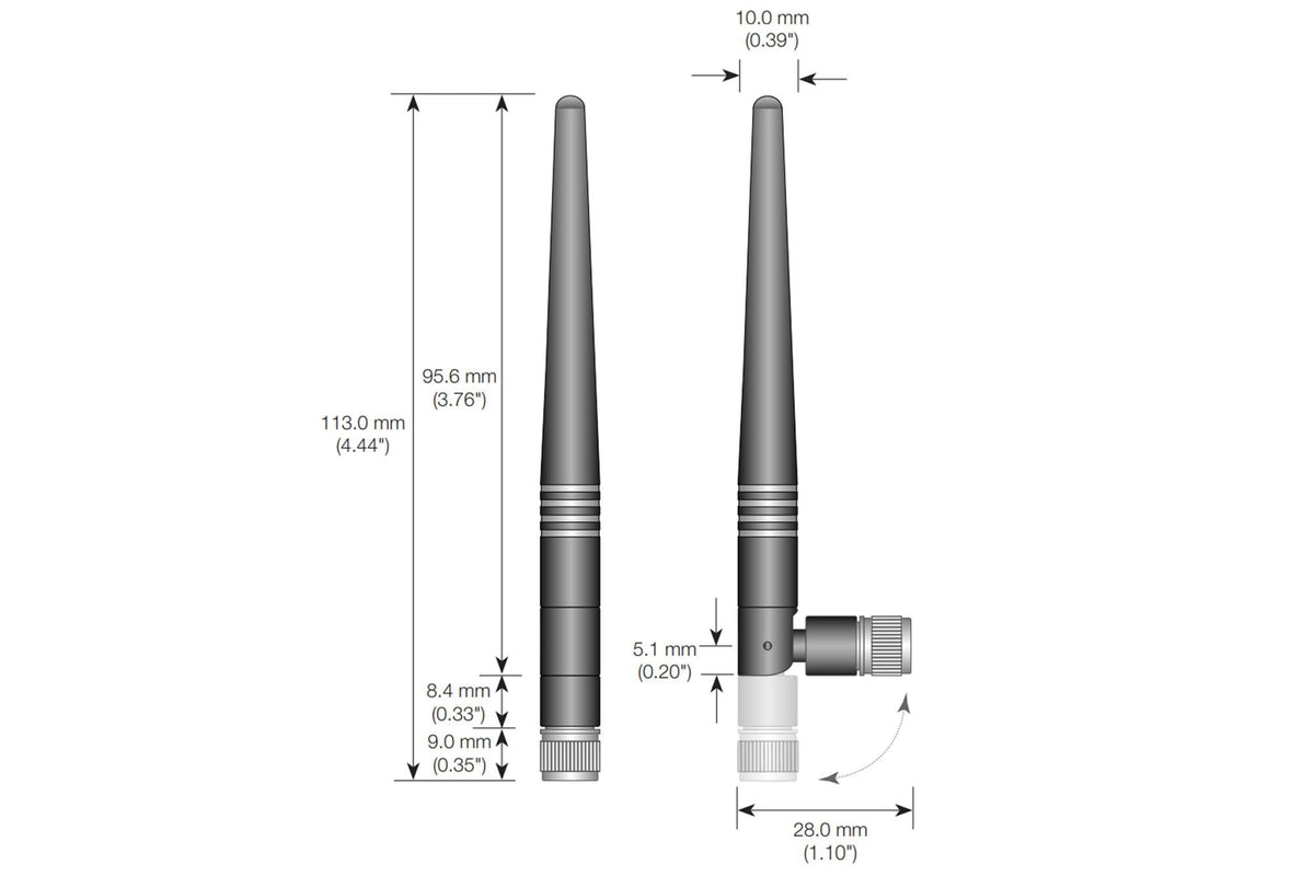 3DXR - Right Angle Antenna - 2.4GHz SMA 1/2 Wave Dipole