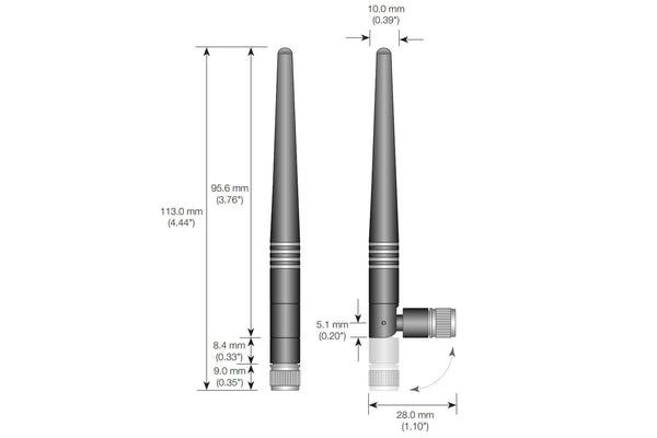 3DXR - Right Angle Antenna - 2.4GHz SMA 1/2 Wave Dipole