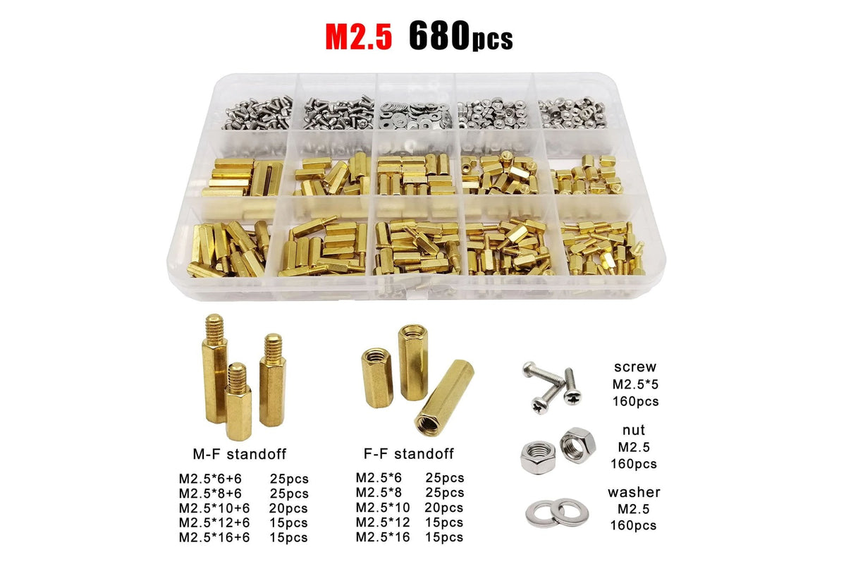 3DXR- Solid Brass Standoffs Assortment Kit