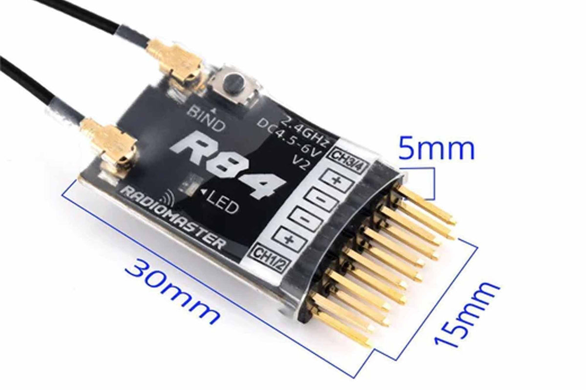 RadioMaster - R84 V2- 4ch Frsky D8, D16 & SFHSS Compatible PWM Receiver