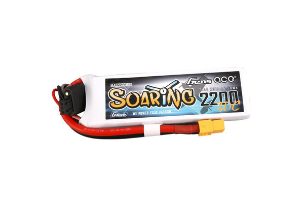 Gens Ace- G-Tech Soaring, 2200mAh 30C 2S1P 7.4V Lipo with XT60