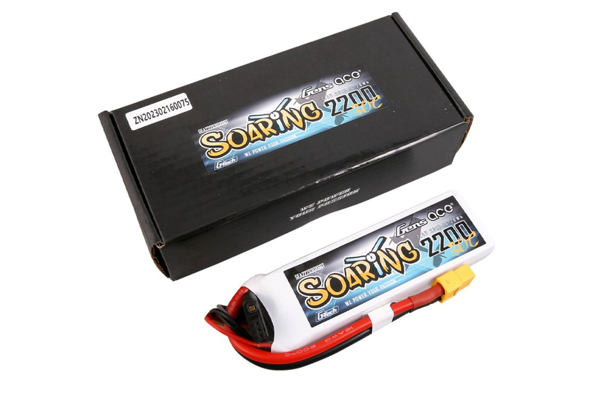 Gens Ace- G-Tech Soaring, 2200mAh 30C 2S1P 7.4V Lipo with XT60