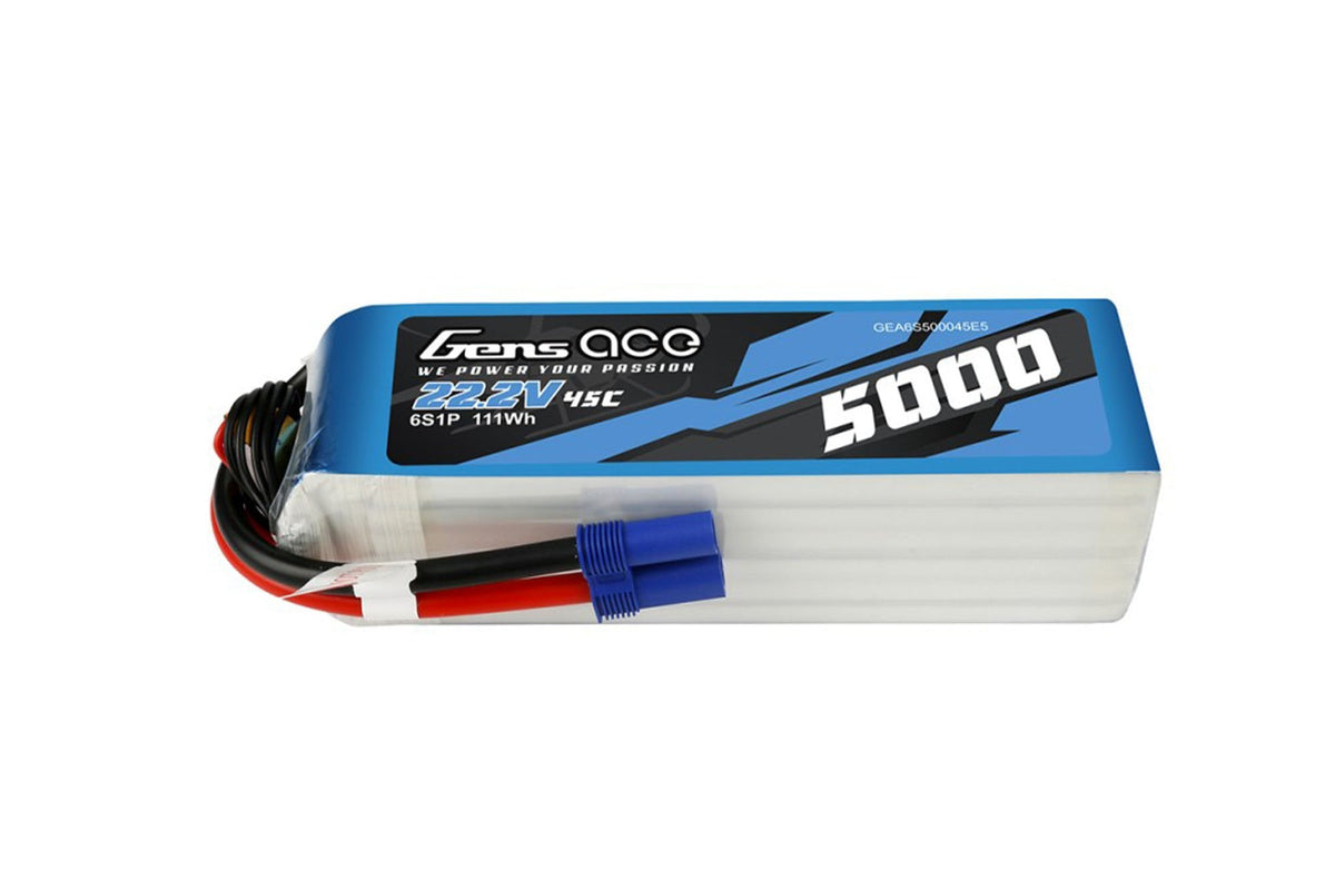 Gens Ace- 5000mAh 45C 6S1P 22.2V Lipo with EC5