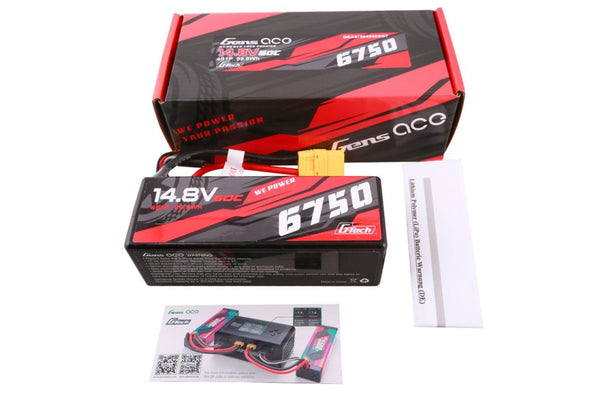Gens Ace- G-Tech 6750mAh 60C 4S1P 14.8V Hard Case Lipo with XT90