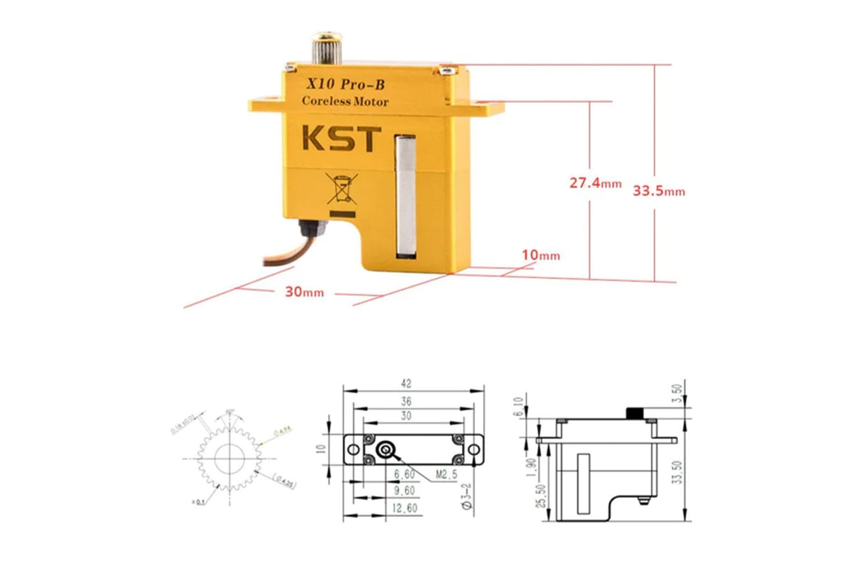 KST - X10 Pro-B Digital Metal Gear Servo 11.5Kgf.cm