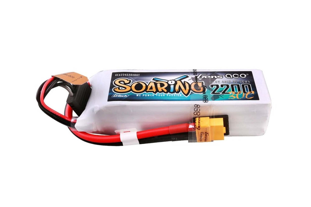 Gens Ace- G-Tech Soaring, 2200mAh 30C 4S1P 14.8V Lipo with XT60