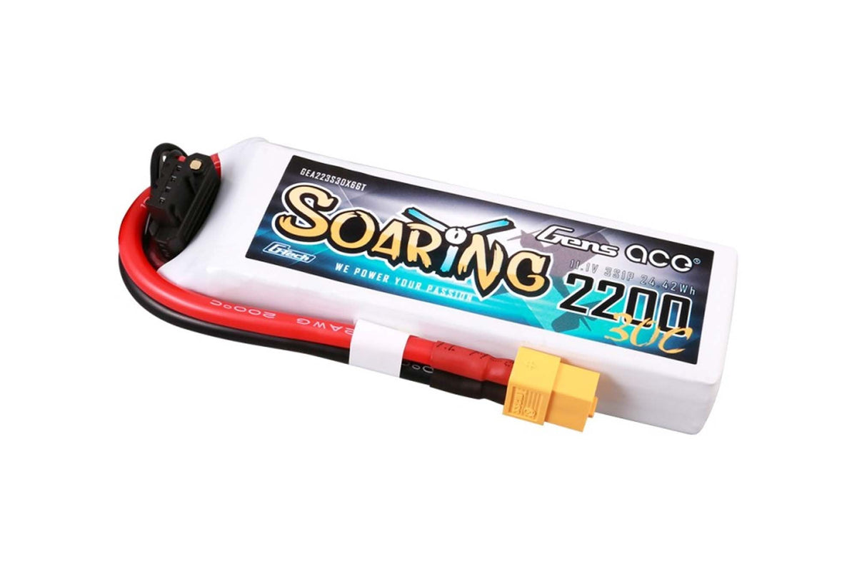 Gens Ace- G-Tech Soaring, 2200mAh 30C 3S1P 11.1V Lipo with XT60