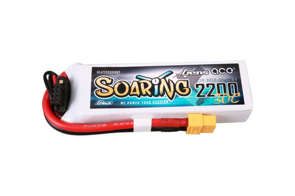 Gens Ace- G-Tech Soaring, 2200mAh 30C 3S1P 11.1V Lipo with XT60
