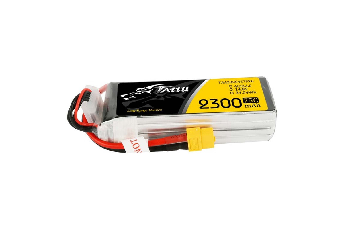 Gens Ace- Tattu, 2300mAh 75C 4S1P 14.8V Lipo with XT60 (Long Range Version)