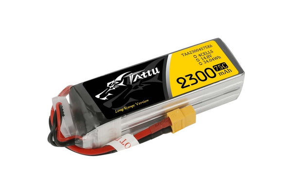 Gens Ace- Tattu, 2300mAh 75C 4S1P 14.8V Lipo with XT60 (Long Range Version)