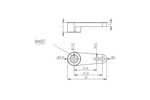 KST 25T-6B Aluminium Servo Arm for 6mm 25T Servo