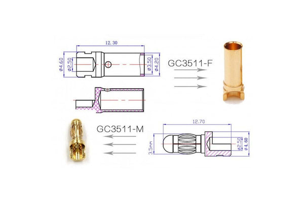 AMASS - GC3511 3.5mm Gold Plated Bullets - Female