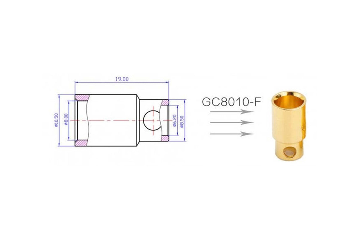 AMASS - GC8010 8mm Gold Plated Bullet - 1Pcs - Female