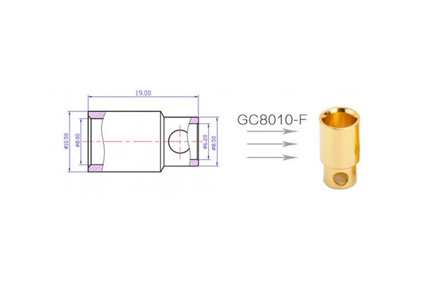 AMASS - GC8010 8mm Gold Plated Bullet - 1Pcs - Female