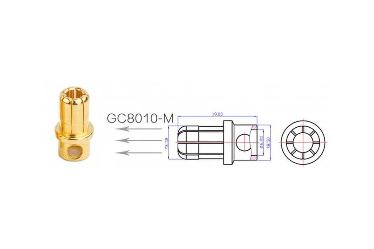 AMASS - GC8010 8mm Gold Plated Bullet - 1Pcs - Male