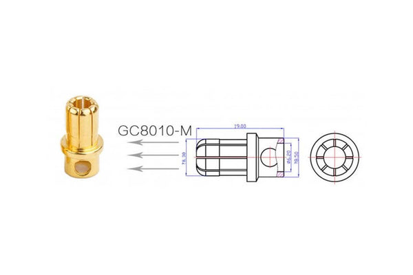 AMASS - GC8010 8mm Gold Plated Bullet - 1Pcs - Male
