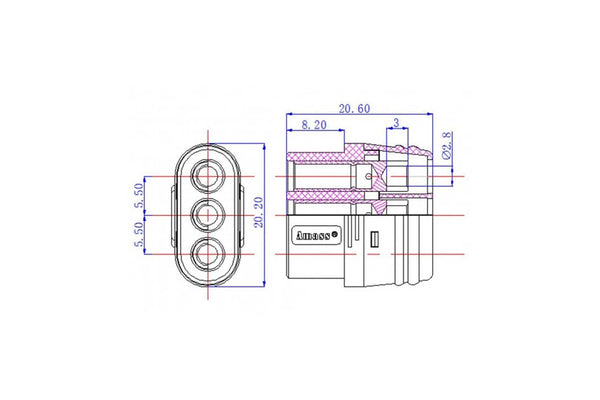 Amass MR60 3 Pin Connector - Female