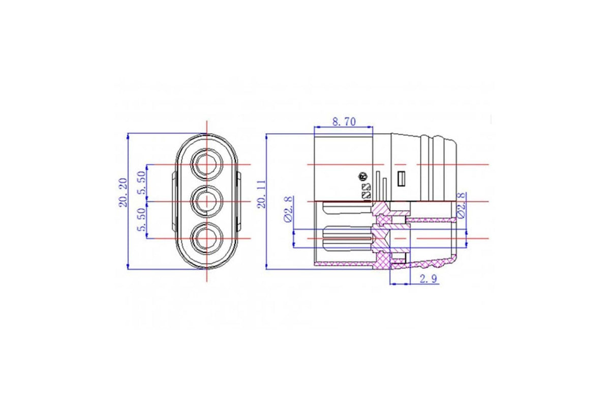 Amass MR60 3 Pin Connector - Male