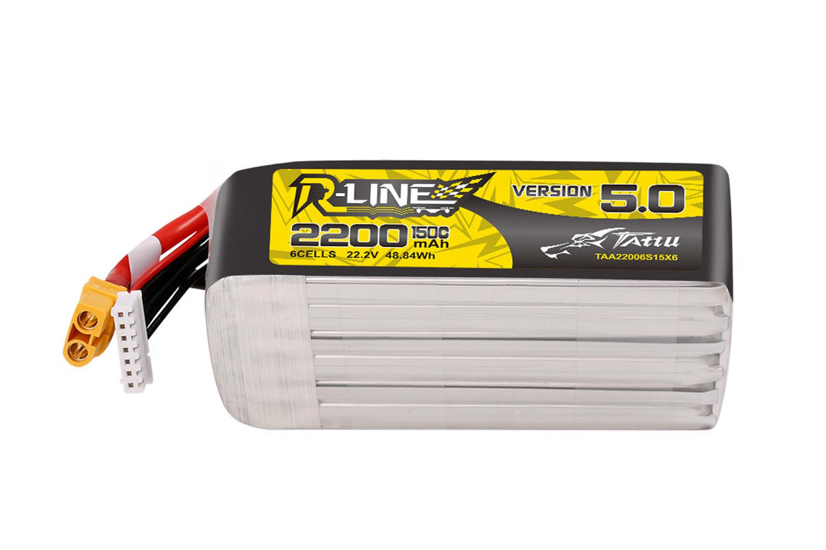Tattu R-Line V5.0 2200mAh 6S 150C 22.2V Battery Pack with XT60U-F